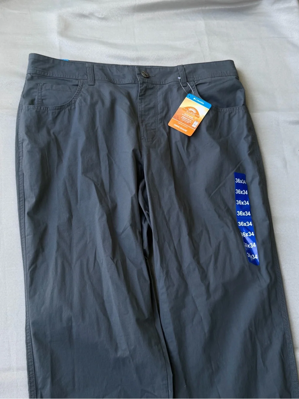 Columbia Rapid River Pants Mens 36x34 Gray Regular Fit Omni-Shade UPF 50 Hiking